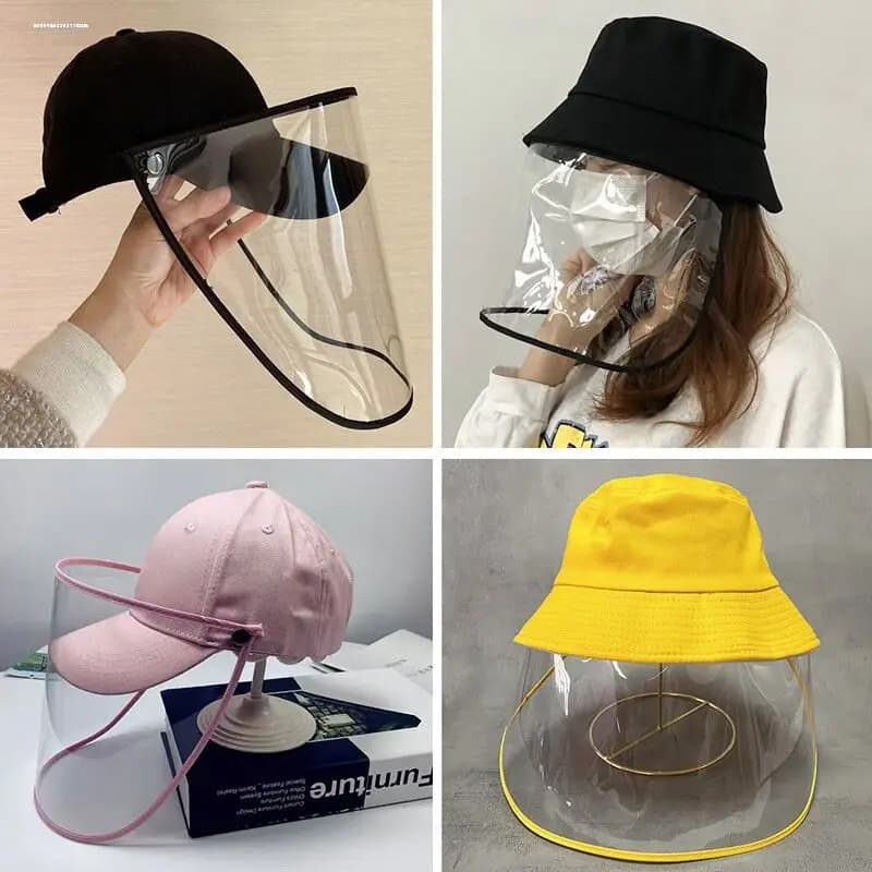 Cappello da Cucina Trasparente da Donna Anti-Olio e Fumo, Maschera Protettiva per il Viso, Protezione Anticaduta Capelli, Copricapo per Frittura, Stile Cappello a Tesa Piatta