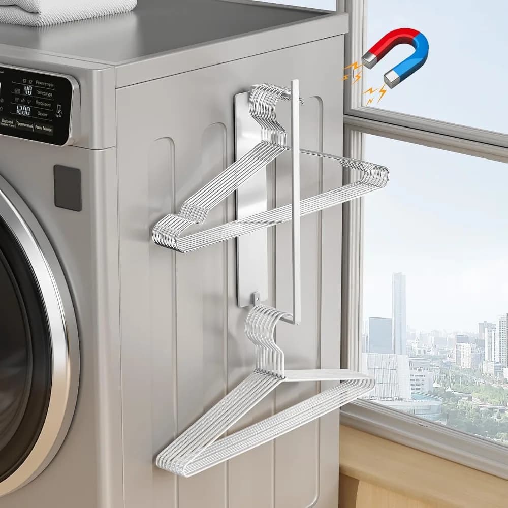 Magnetic Hanger Holder for Washing Machine Laundry Room Organization Clothes Hangers Stacker Stand Rack for Coat Pants Storage Adult and Kids Velvet Hangers