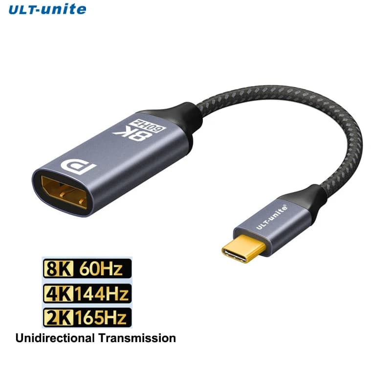 Adattatore da USB C a DisplayPort 8K Cavo di prolunga da tipo C a DP Adattatore 4K DP 1.4 per MacBook Pro iPad Thunderbolt 3 iPhone16