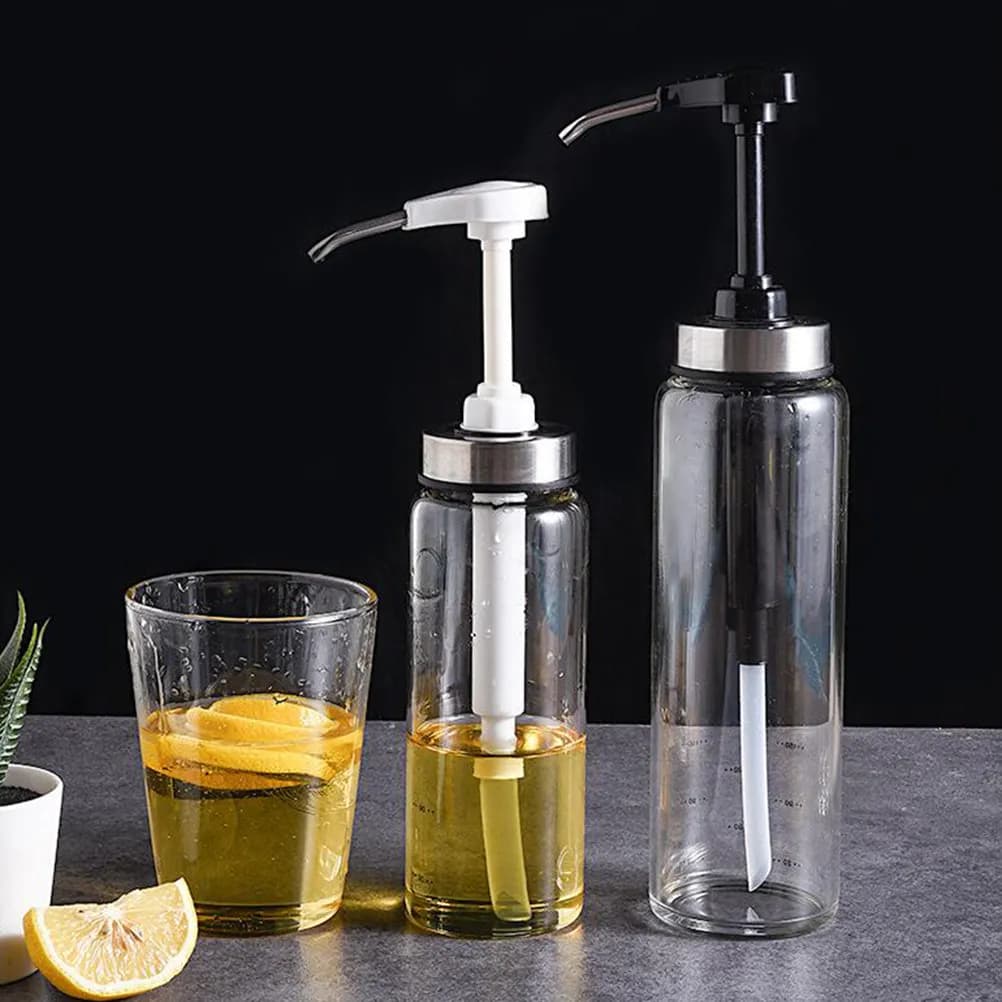 300Ml Clear Glass Honey Dispenser with Pump Lid Food Grade Sealing Bottle for Syrup Jam Cruet Storage Container
