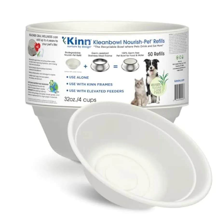 Kleanbowl Ciotole Monouso per Cani, Confezione da 50 - Ricariche per Sistema Frame System, Ideali per Viaggi, Alloggiamenti o Trasporto in Gabbia, Compostabili