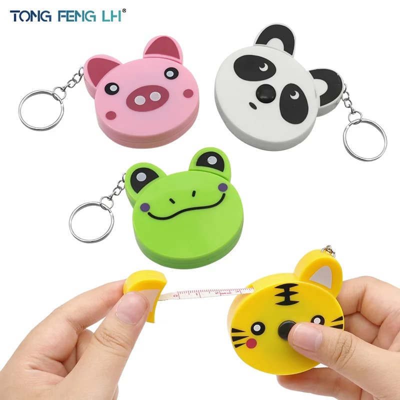 Metro a nastro cartone animato 0-150 cm 0-60 pollici Mini portatile carino forma animale portachiavi metro a nastro automatico panda rana maialino tigre