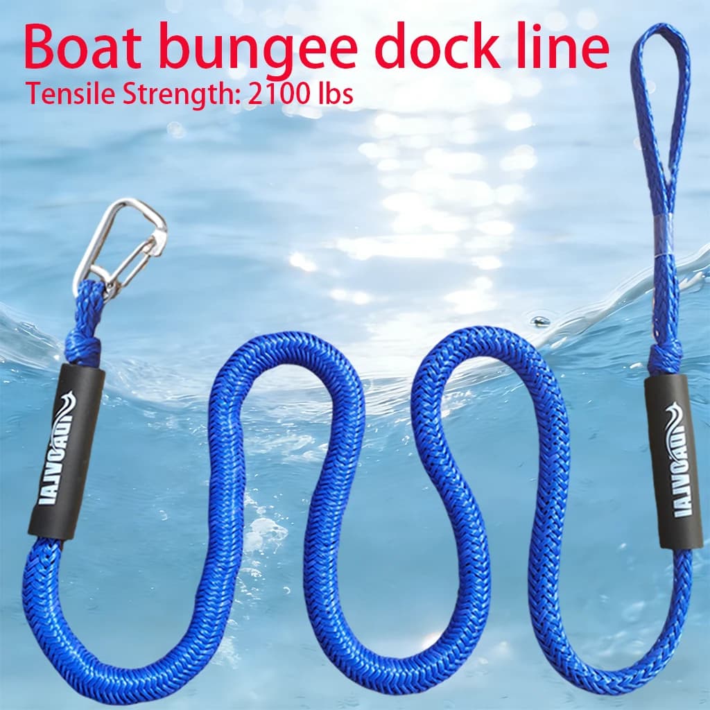 Corda di ormeggio elastica da 2,1 m con clip in acciaio inossidabile, resistente e ammortizzante, per moto d'acqua e pontone