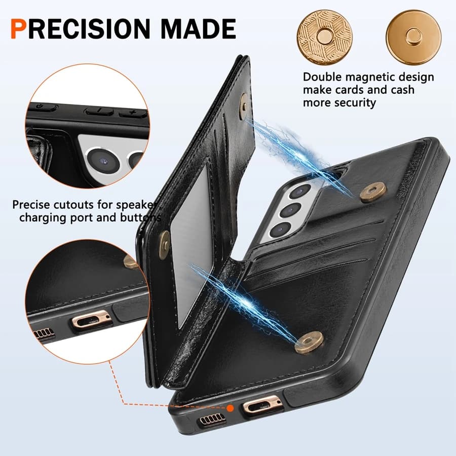 Wallet RFID Blocking Layer Protect Anti-Theft Magnetic Leather Case For Samsung Galaxy S26 Ultra A17 A18 A27 A36 A37 A55 A56 A57