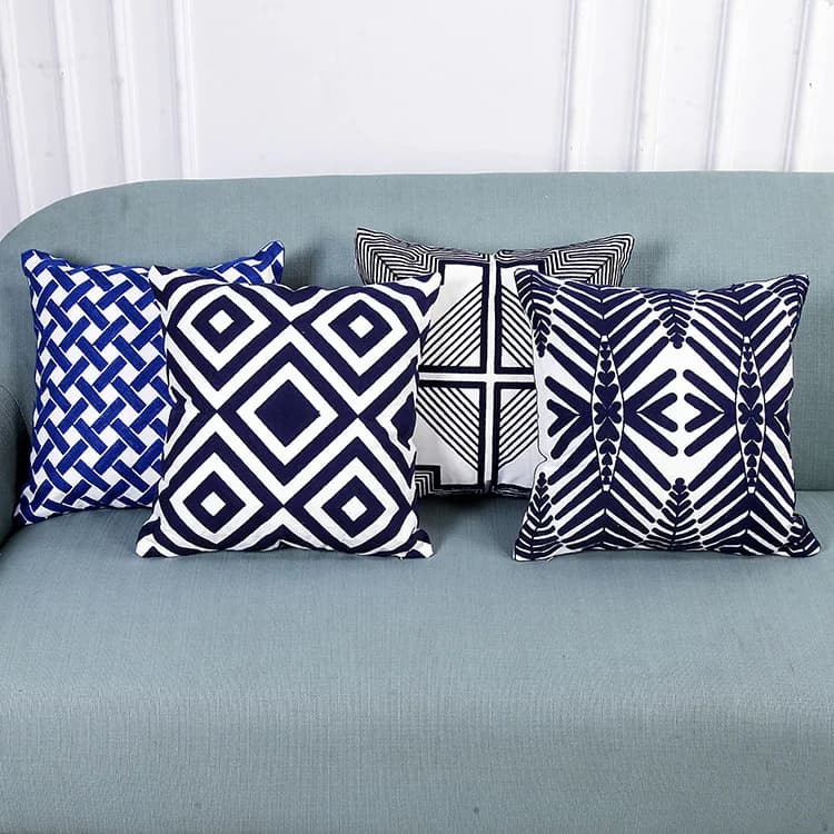 Simplicity Jacquard Embroidered Pillow Covers, Decorative Home Decor Cushion Cover Light Luxury Pillowcases,Geometric Stripe