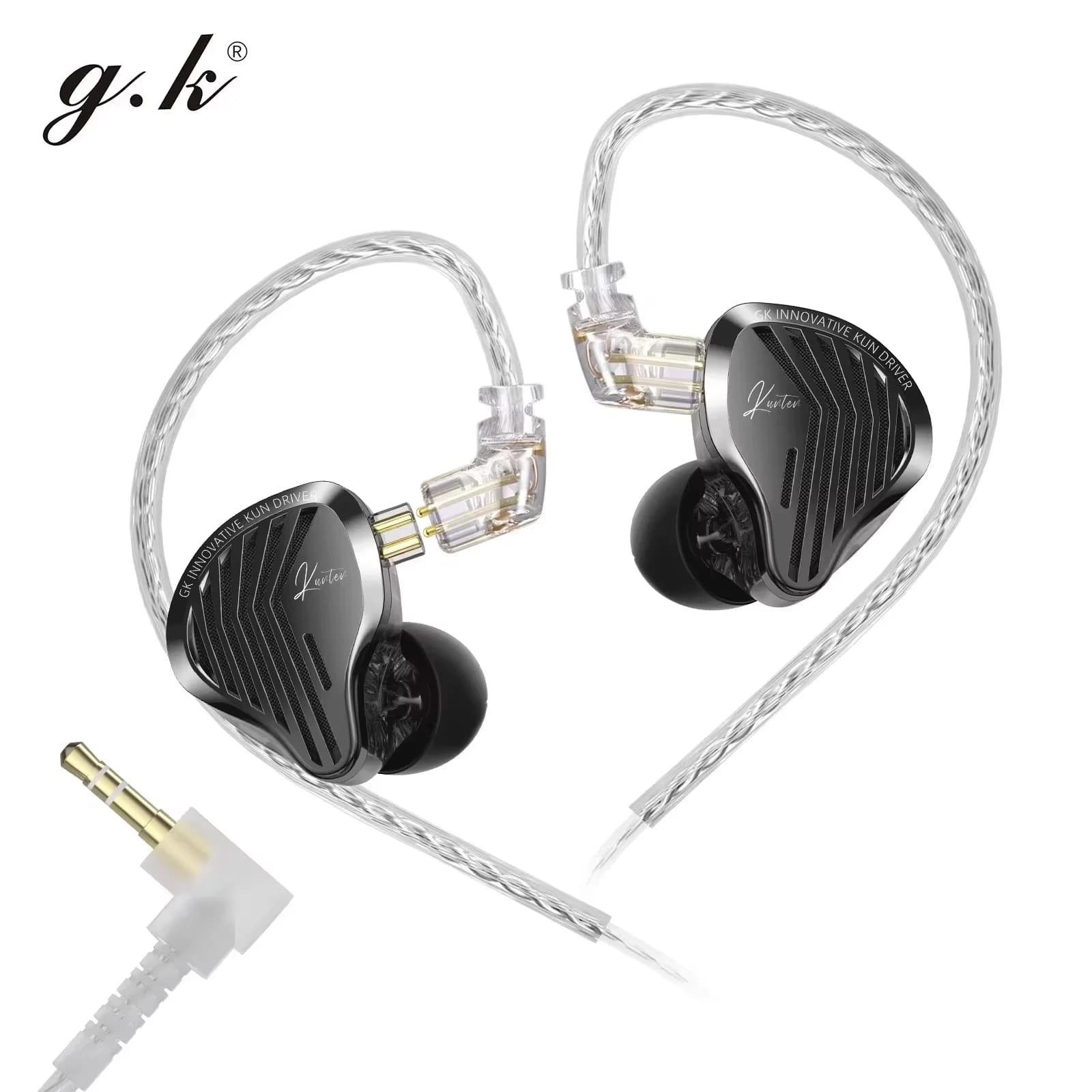 GK Kunten 1DD Dynamic Drive Earphone, HIFI IEMs In‑Ear Earbuds, 2Pin Detachable Cable Metal Audiophile Gaming Headset, In Stock