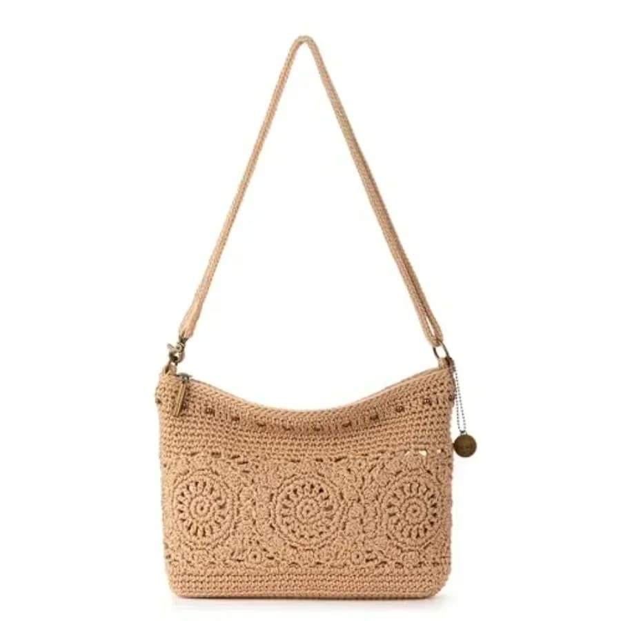 Borsa a Tracolla Convertibile Lumi - Borsa da Donna per Uso Quotidiano e Viaggi, Piccola Borsa a Tracolla 3-in-1 in Pelle Lavorata all'Uncinetto