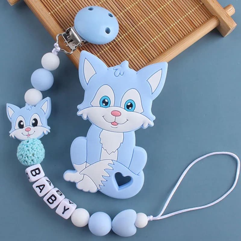 Cartoon Baby Pacifier Chain Custom Personalized Name Clips Holder for Baby Infant Teether Toys Newborn Toddler Silicone Teething