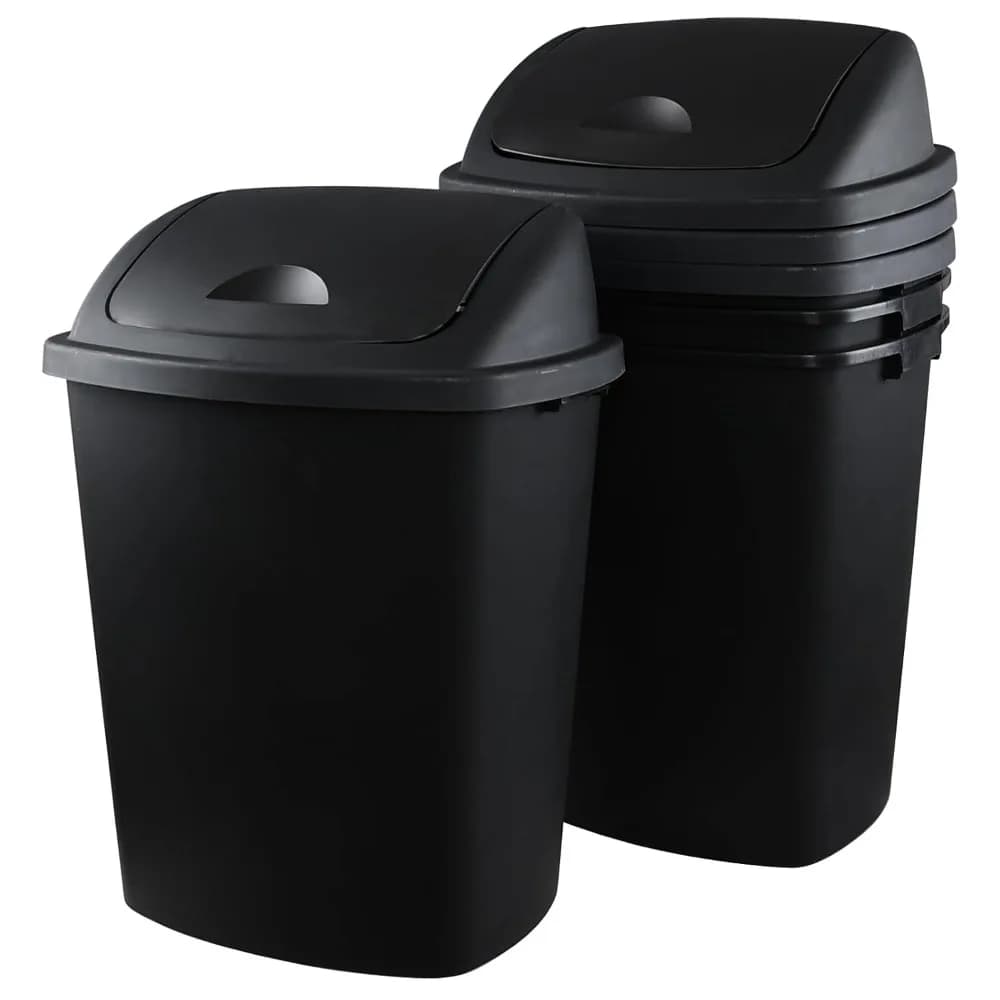 Confezione da 4 pattumiera grande da 18 galloni con coperchio girevole, pattumiera da cucina in plastica con piano oscillante, nera