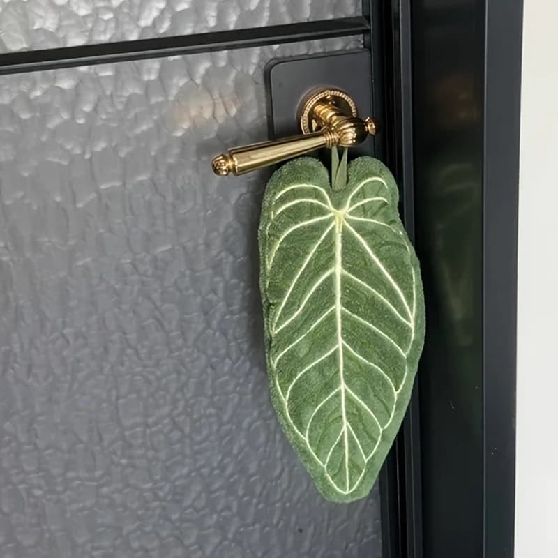 Asciugamani Asciugamano da bagno e da cucina ultra assorbente ad asciugatura rapida - Asciugamano per mani/pollici con design a foglie tropicali con anello per appendere