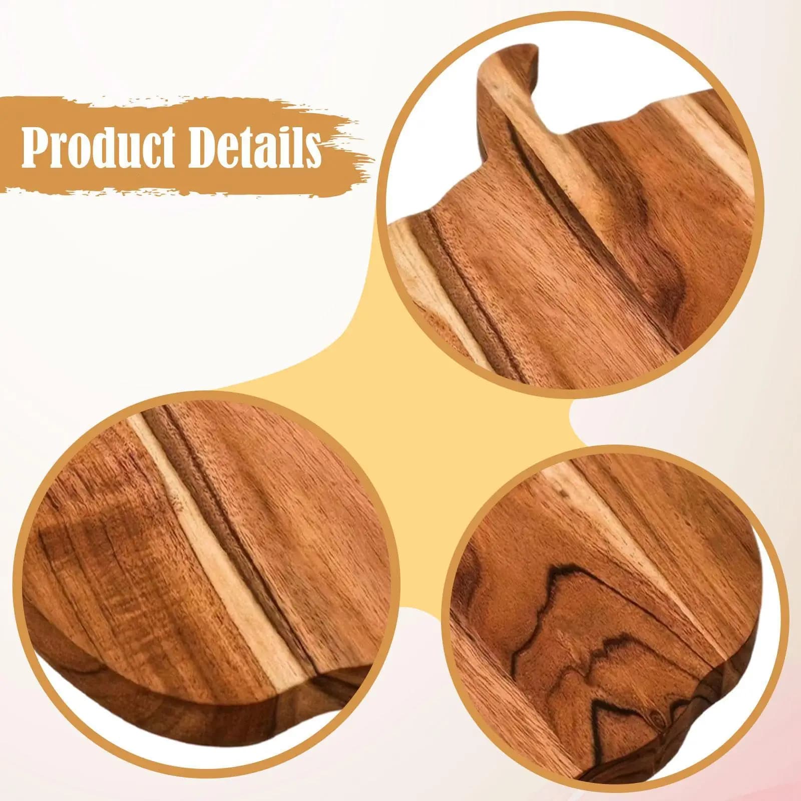 Vassoio di Servizio in Legno di Acacia, Tagliere Multiuso in Legno per Cucina, Formaggi, Carne, Frutta