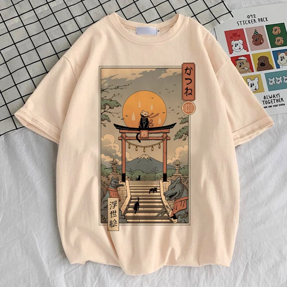 Funny Cat top tees teenager hip hop donna anni 2000 camicia alla moda Y2k colorato streetwear cultura pop