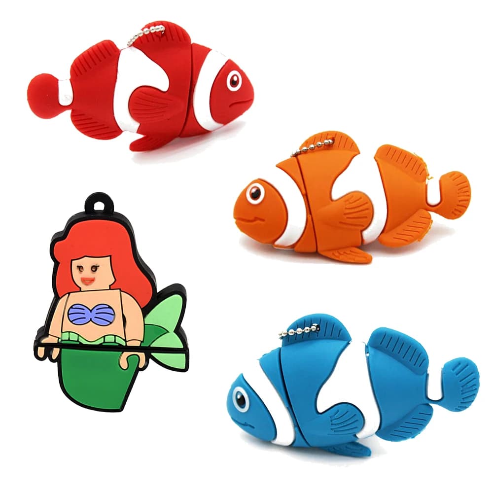 Chiavetta USB a Forma di Pesce Cartoon 64GB, Penna USB in Silicone 32GB, Regalo Creativo, Memoria USB 16GB Blu, Chiavetta USB 8GB, Archiviazione Esterna 4G