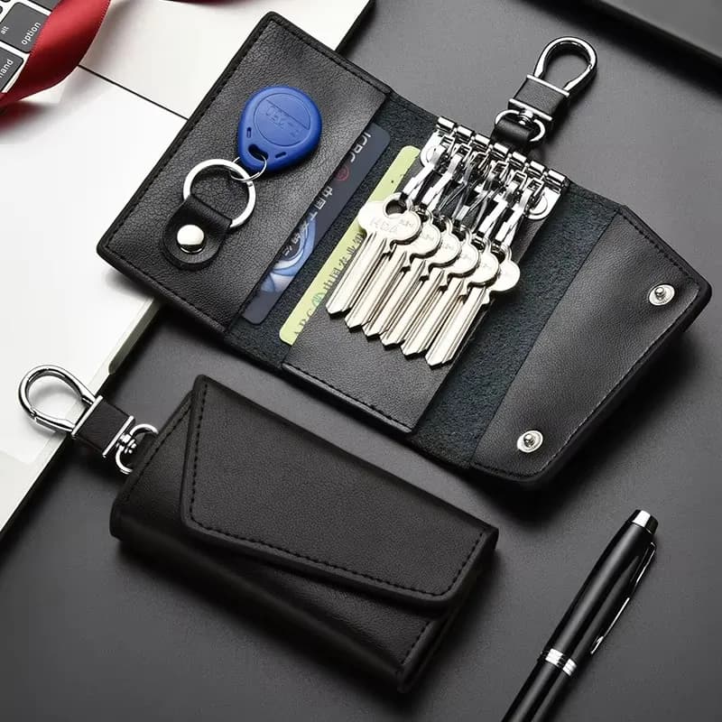 Nuovo portafoglio portachiavi in vera pelle unisex solido portafoglio chiave organizer borsa porta carte portafoglio governante per auto
