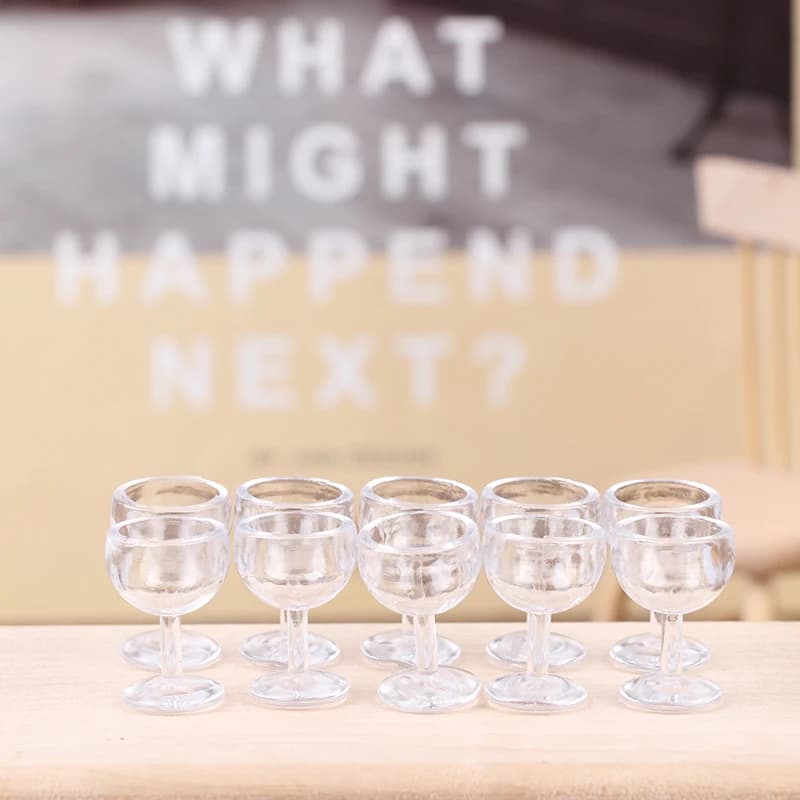 10 pezzi di bicchieri da vino in miniatura per casa delle bambole 1/12, decorazione per la cucina, giocattolo