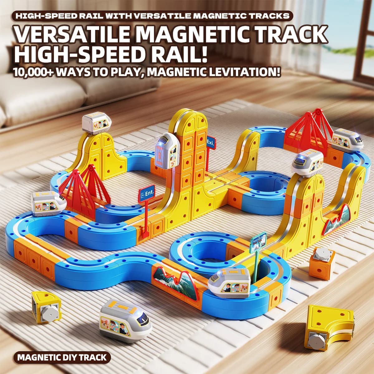 Set di Costruzioni Magnetiche STEM 167/155/86/70 Pezzi, Pista da Corsa Impilabile, Gioco Educativo per Bambini