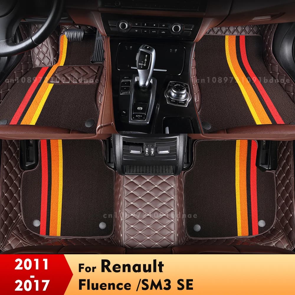 For Renault Fluence /SM3 SE 2011-2017 16 15 14 13 Double Road Car Mats Custom Foot Relief Cover Carpet Interior Accessories