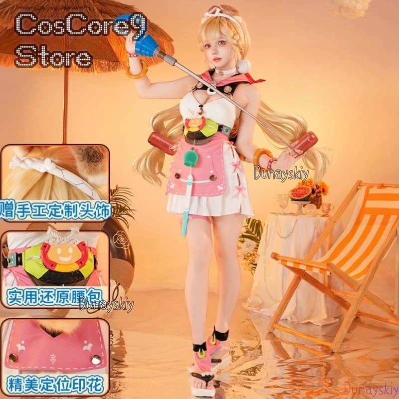 Alice Costume da bagno originale Parrucca cosplay Copricapo Gioco Zenless Zone Zero 3) Orecchie Costume da bagno estivo Ragazza Halloween Gatto sexy 3)