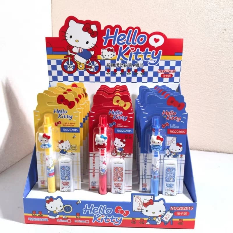 18pcs/lot Kawaii Sanrio Kitty Mechanical Pencil Set Cute 0.5MM Drawing Writing Automatic Pen School Office Supplies