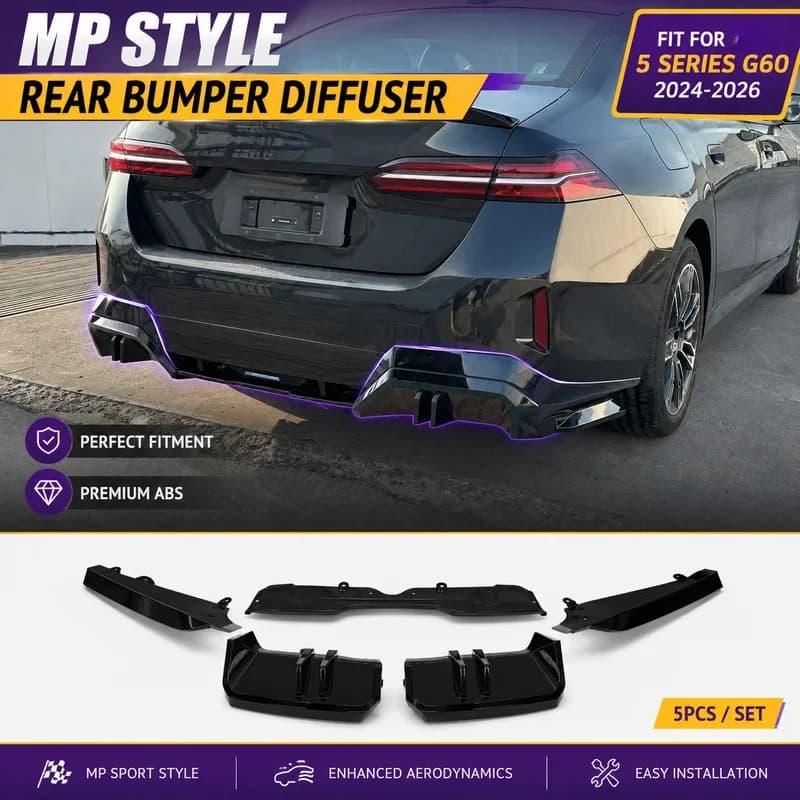 High Quality Rear Bumper Diffuser Lip Body Kit Exterior Tuning Auto Accessories Fit 5 Series G60 520d 530e 540i i5 M Sport 2024-