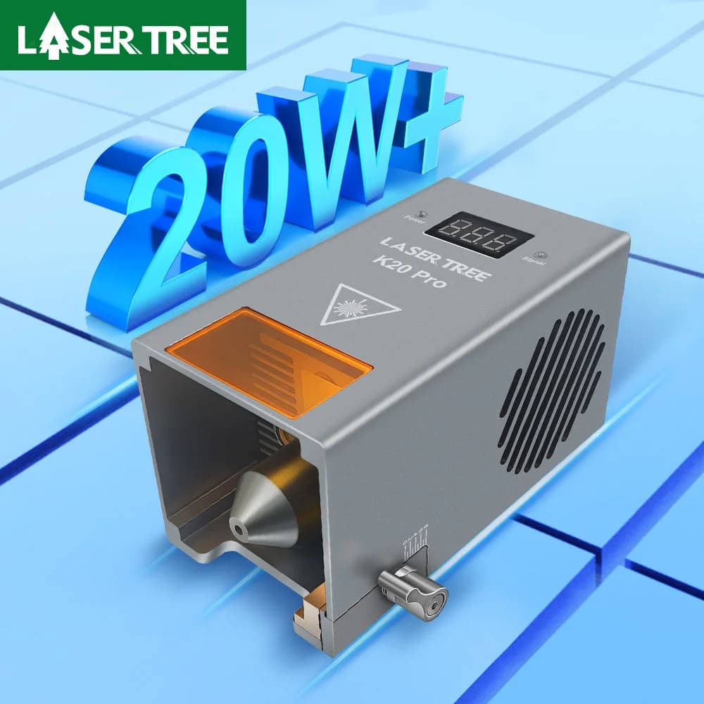 LASER TREE Testa laser ad alta potenza da 20 W con potenza ottica con modulo di luce blu TTL Air Assist per strumento di incisione di taglio laser fai da te