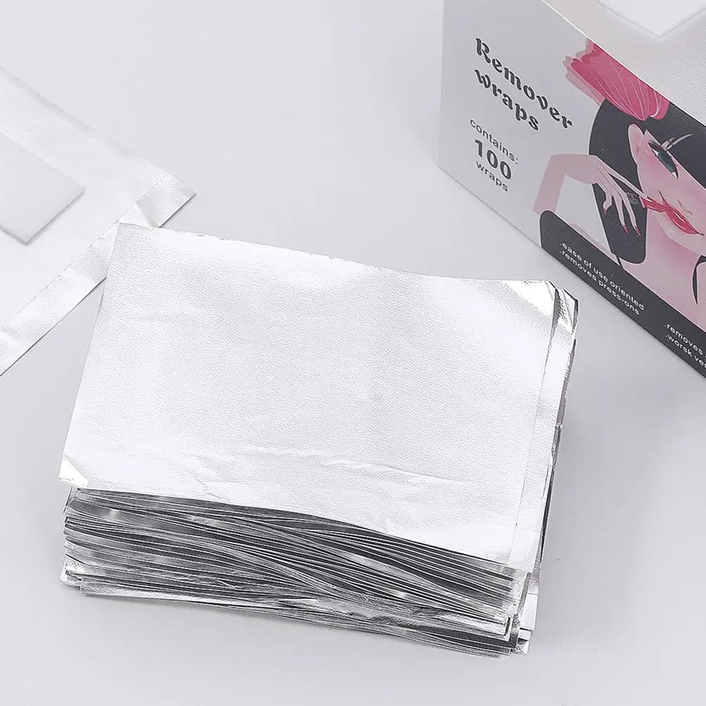 100 Pieces of Aluminium Foils for Nails with Cotton Bearings, Quick Removal Kit and Gel Nail Pen