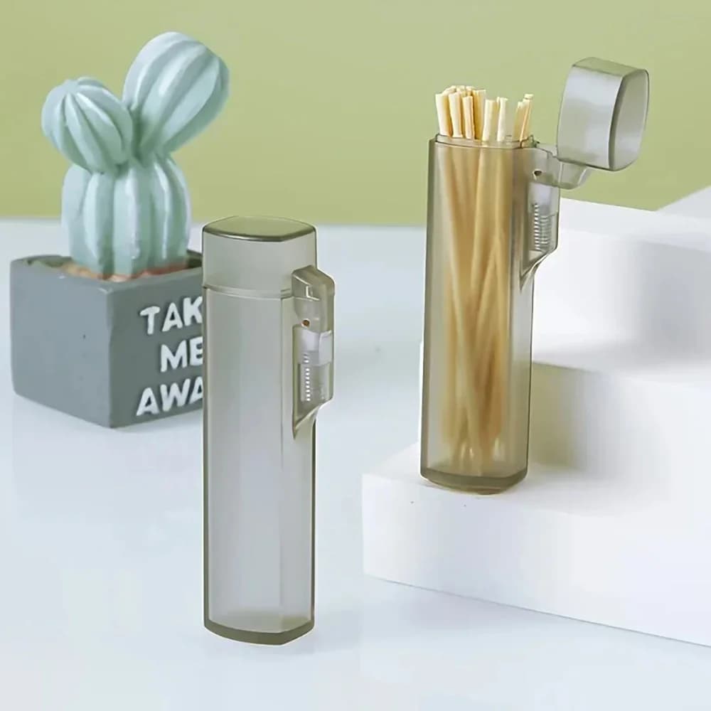 1/2pcs Portable Toothpick Case Kitchen Restaurant Supplies for Outdoor Travel Transparent Plastic Clear Toothpick Storage Case