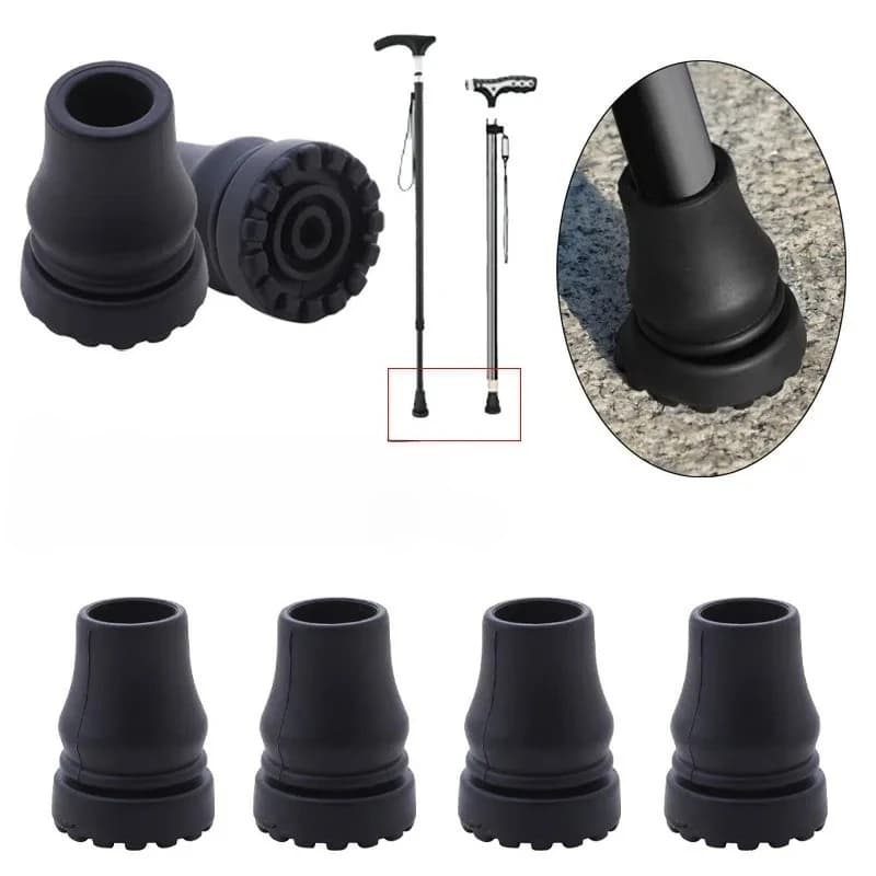 Non-slip rubber tips, suitable for trekking poles, walking sticks, etc., black.