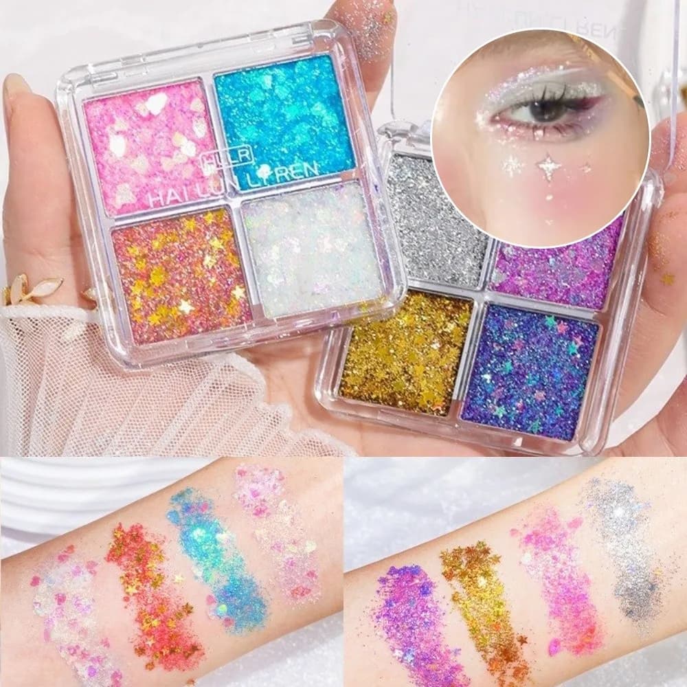 Palette Ombretti Glitter Multicolore, Glitter ad Alta Lucentezza, Paillettes, Ombretto Glitterato, Paillettes, Trucco Occhi Perlescente
