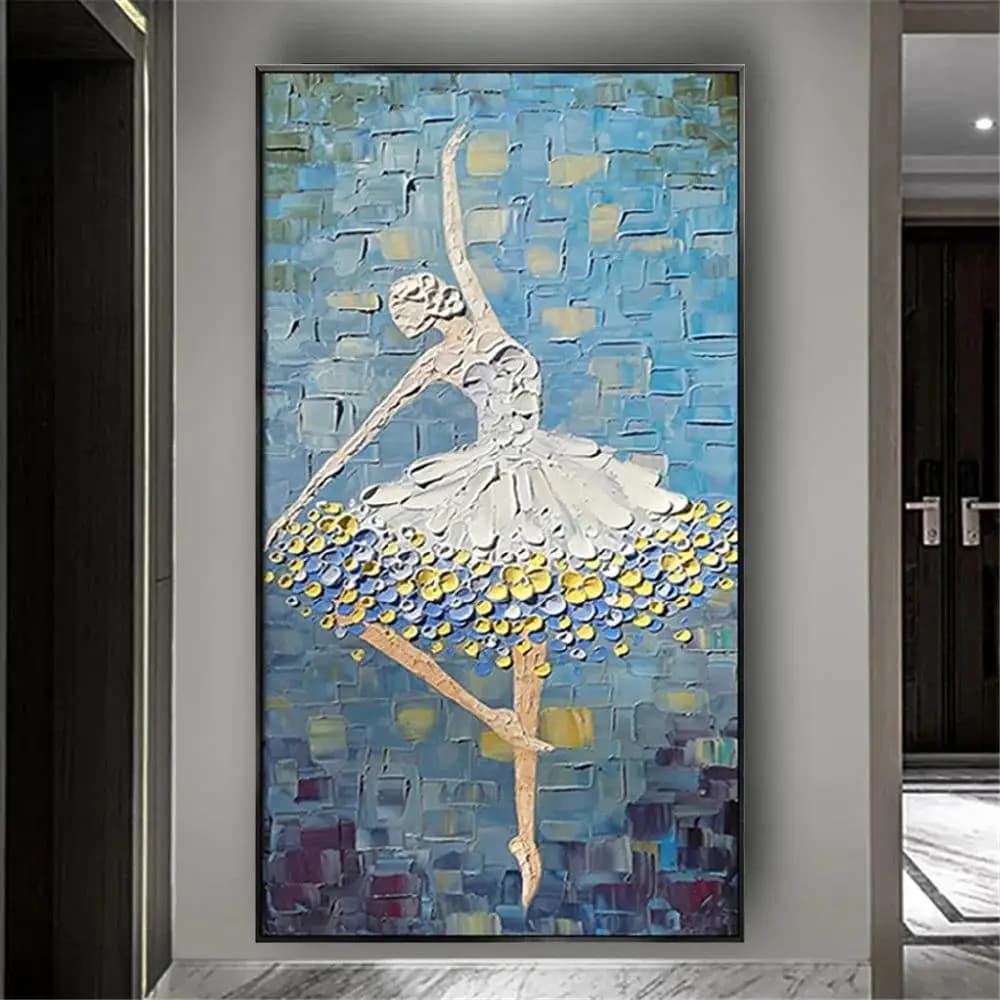 Handmade D Texture Ballet Girl Dancing Oil Paintings on Canvas Abstract Wall Art Decor for Living Room