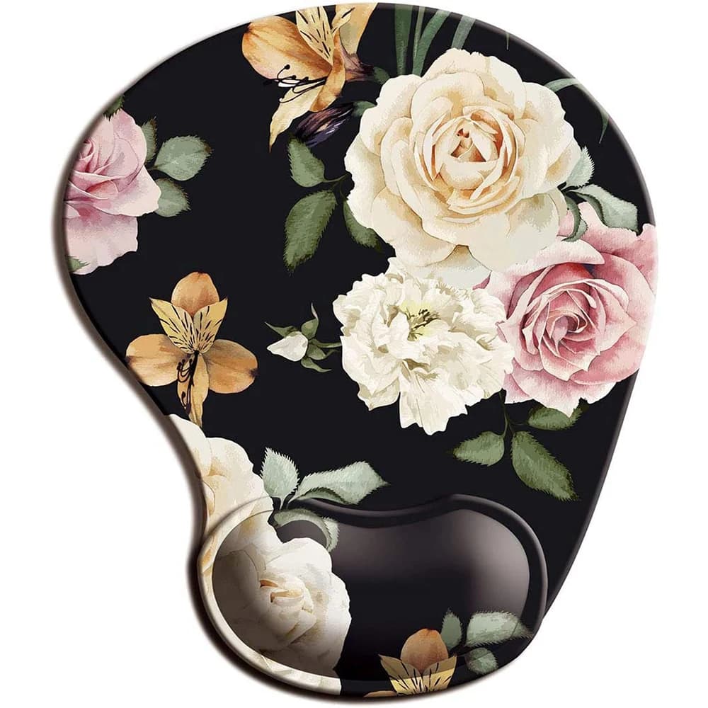 Tappetino per mouse ergonomico con fiori con supporto per il polso, tappetini per mouse carini Base in gomma antiscivolo per lavoro in ufficio a casa, studio, gioco per PC