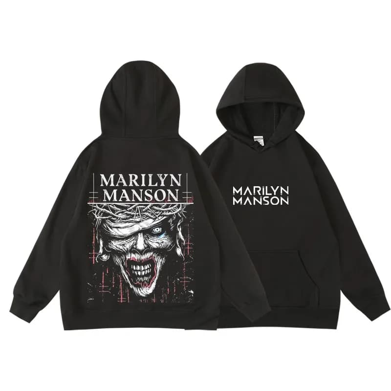 Rara Felpa con Cappuccio Rock Marilyn Manson Band Autunno/Inverno 2026 per Uomo e Donna