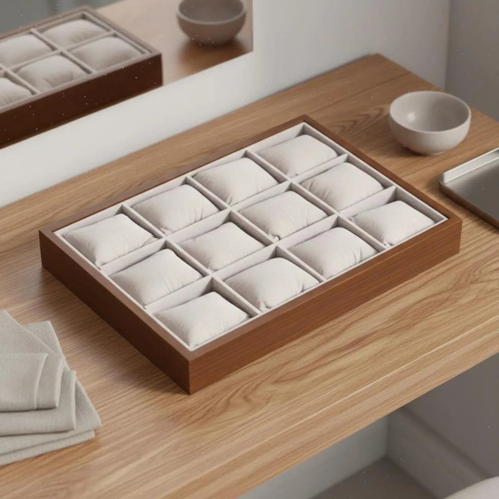 Watch and Jewellery Box Wooden Tray Organizer Display Case for Wrist Watch Storage with Cushions for Collection