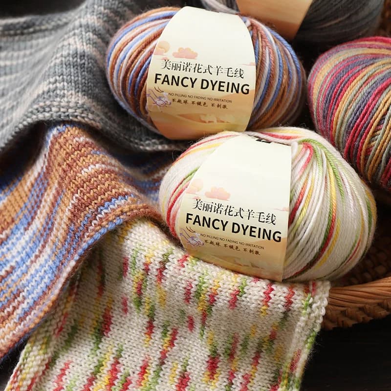 50 g/rotolo filato di lana merino lana per bambini arcobaleno segmento di lana filato tinto per lavorato a mano all'uncinetto sciarpa vestiti filato vestiti cappelli