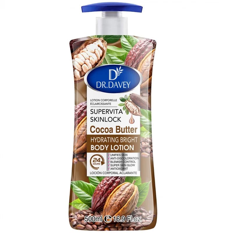 Body lotion with cocoa butter DR. DAVEY 500ML, great capacity, moisturizing for all seasons, refreshing, non-fat, perfumed.