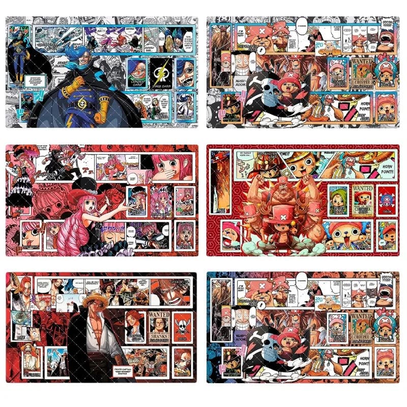 Tappetino da gioco 600x350mm One Piece Shanks Perona per carte collezionabili, bordo cucito 2mm, OPCG Tony Chopper, in gomma, per giochi di carte, regalo giocattolo