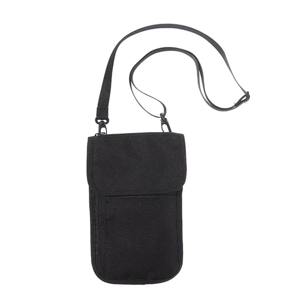 Borsa per passaporto creativa Khaiki nera appesa Borsa per carte da cintura regolabile impermeabile Porta biglietti in nylon multifunzione normale