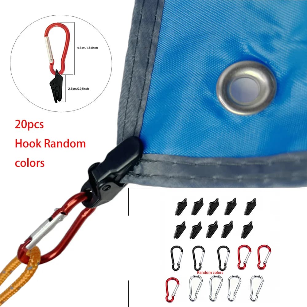 Set di 20 Clip Antivento per Tende, Clip per Tende da Sole, Ganci in Plastica Impermeabili per Fissaggio Teli, Accessori per Campeggio all'Aperto