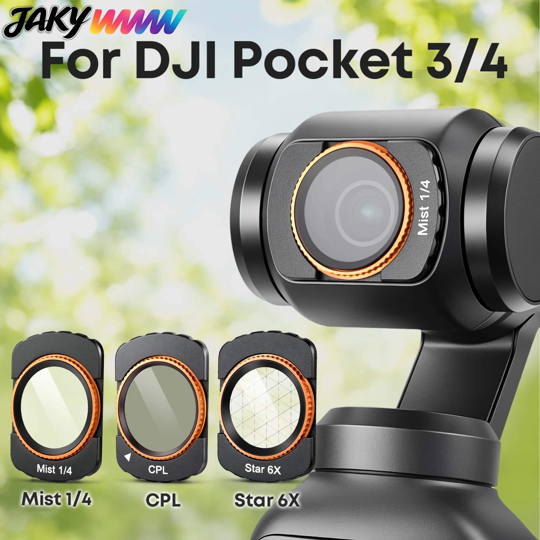 Magnetic Filter Set Mist 1/4,CPL,Star 6X, Neutral Density Lens Filters Accessories for DJI OSMO Pocket 3/4 Action Camera