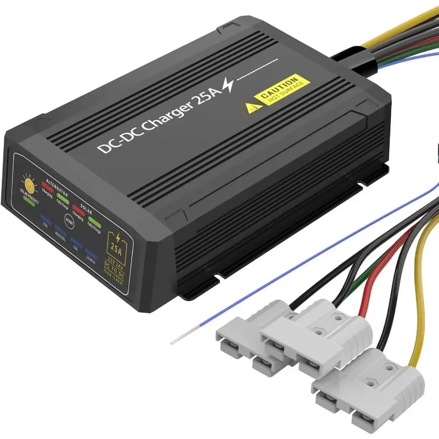 12V 25A DC-CC Charger with MPPT IP68 Intelligent Waterproof Integrated Charger with Solar Anderson Plug and Double Alternate