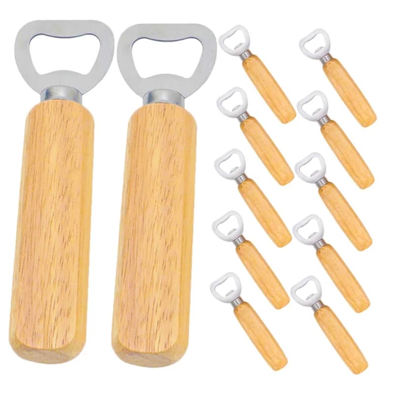 Apribottiglie in Legno per Birra e Vino, Utensile da Cucina e Bar, Apri Tappi Portatile per Casa