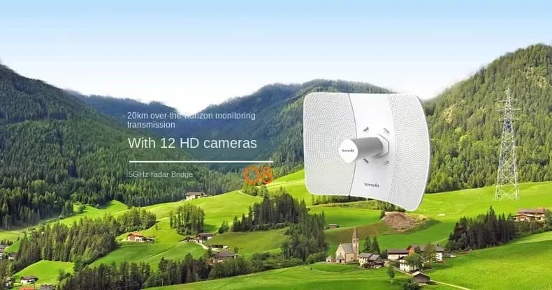 Stazione Base WIFI per Monitoraggio Wireless a Lungo Raggio 25km Tenda O9, Bridge CPE, Ripetitore Punto-Punto per Esterni