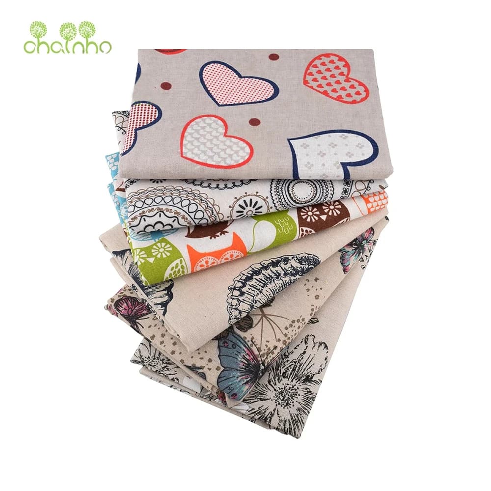 Chainho,Printed Cotton Linen Fabric,DIY Sewing Quilting Material,For Sofa,Table Cloth,Curtain,Bag,Cushion,Furniture Cover,15CL05