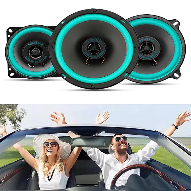 4/5/6 Inch 100W 2-Way Car HIFI Coaxial Speaker Door Audio Music Stereo Tweeter Mid-woofer Full Range Frequency Speaker Green Ama