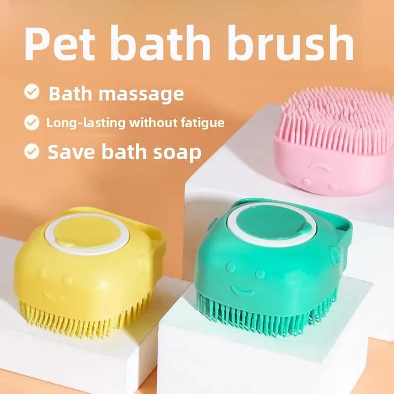 Spazzola massaggiante per animali domestici, spazzola da bagno in silicone, strumento per la pulizia di cani e gatti, schiuma massaggiante