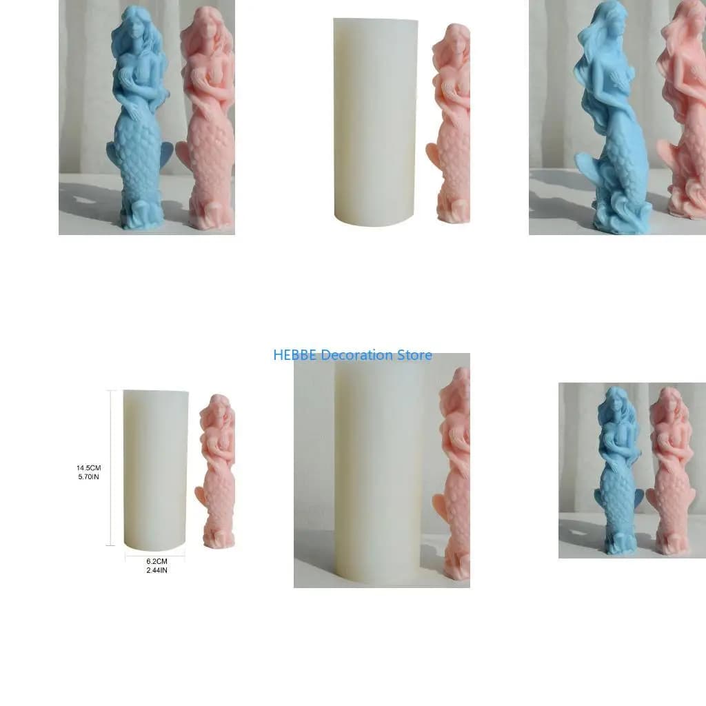 B0KC Mermaids Silicone Molds Epoxy Resin Mold Nonstick Mold for Making Crafts