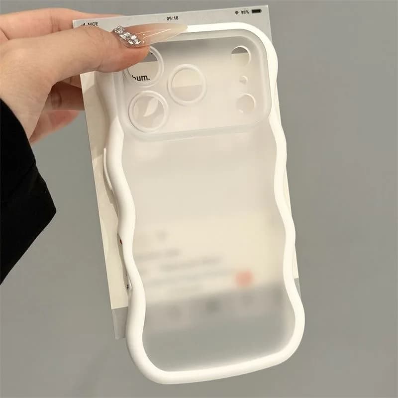 Luxury Matte Wavy Edge Translucent Phone Case For iPhone 18 Pro Max 17 16 15 14 13 12 Pro Max Shockproof Silicone Bumper Cover