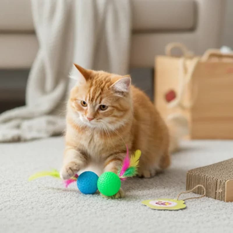 Giocattolo Interattivo per Gatti con Palla da Golf e Piume - Palla Sonora per Alleviare la Noia e l'Esercizio dei Gattini