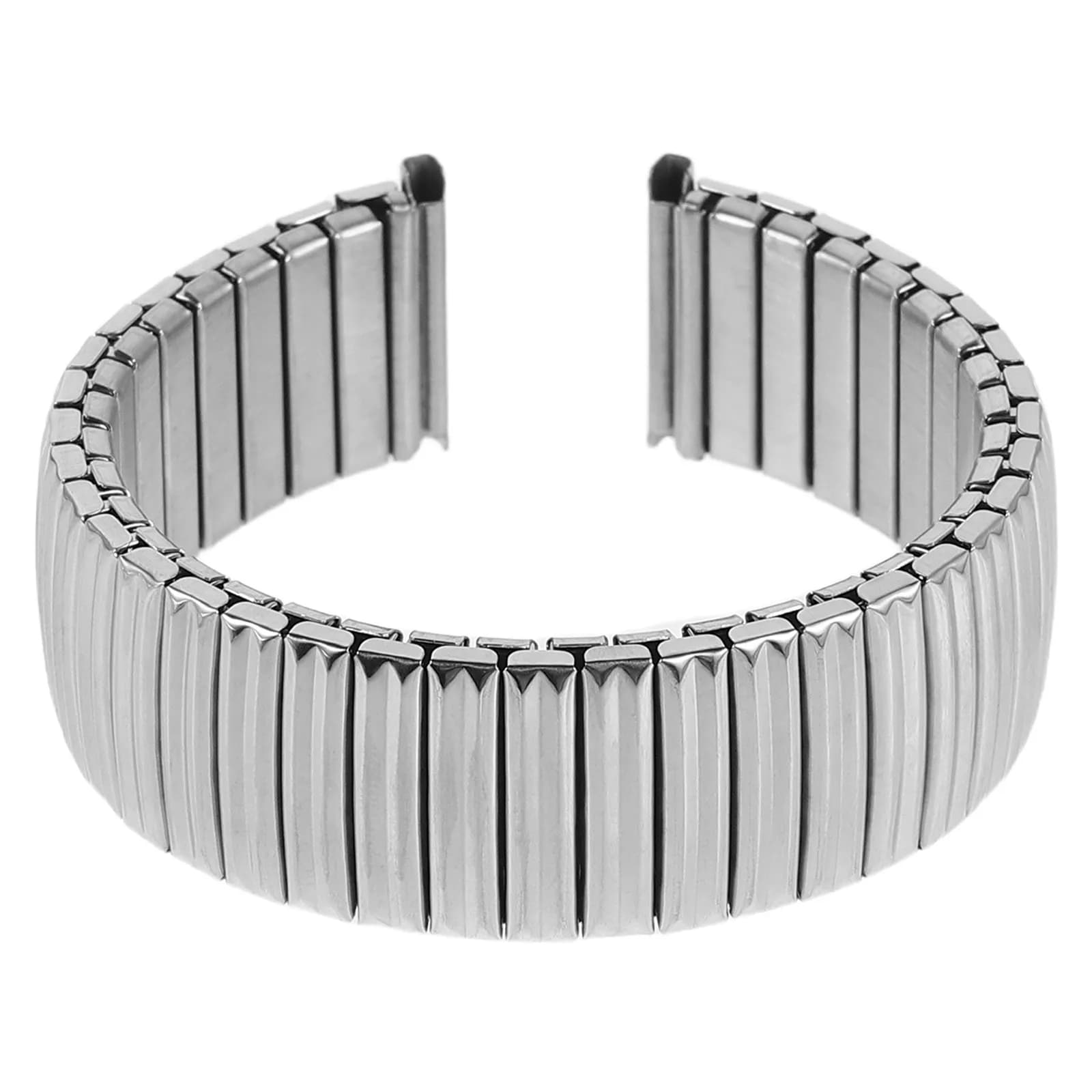 Stainless Steel Elastic Watch Band 20Mm Spring-Loaded Metal Strap for Men Women Replacement Band Comfort Fit Daily Sports Office