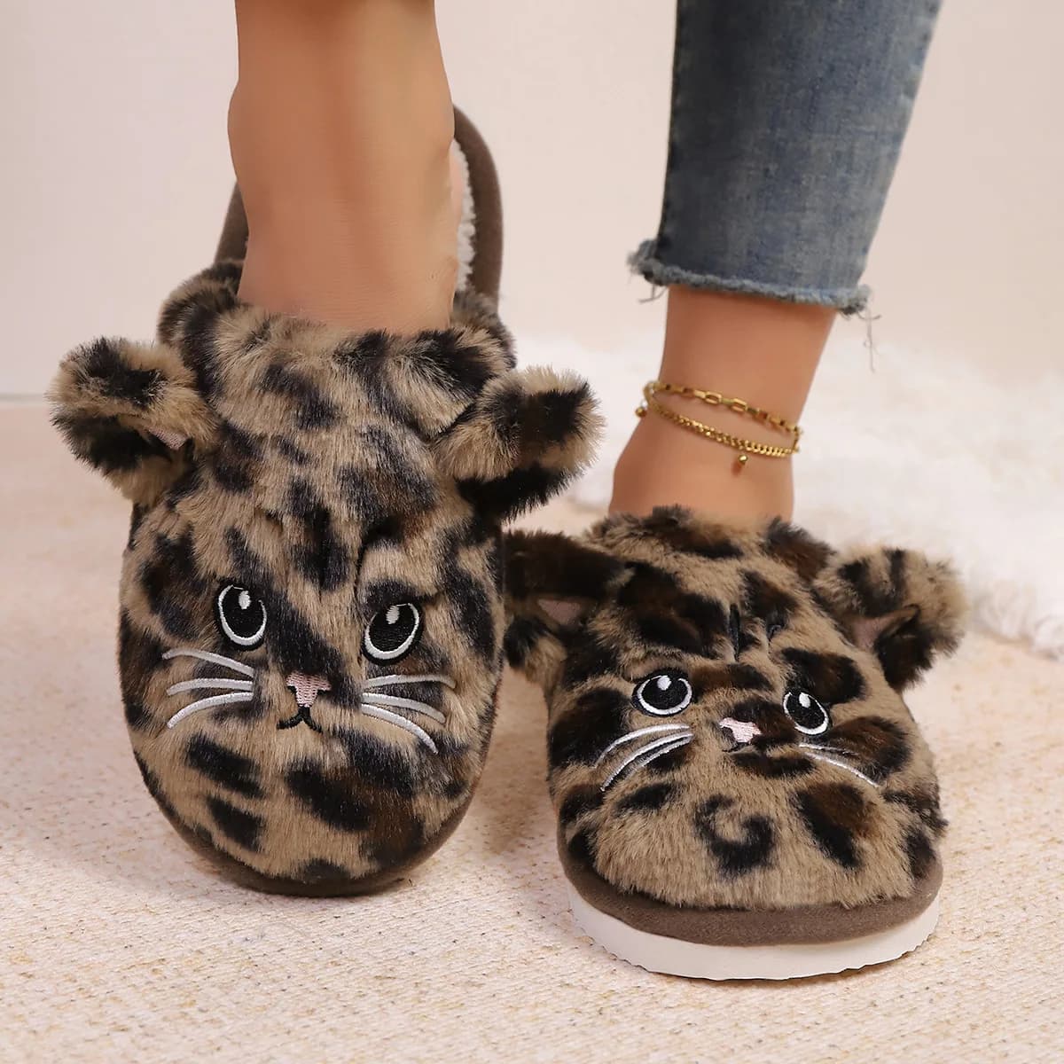 Pantofole da donna Pantofole carine Autunno/Inverno Pantofole in peluche per gattino cartone animato per interni ed esterni Abbigliamento per la casa Scarpe di cotone calde